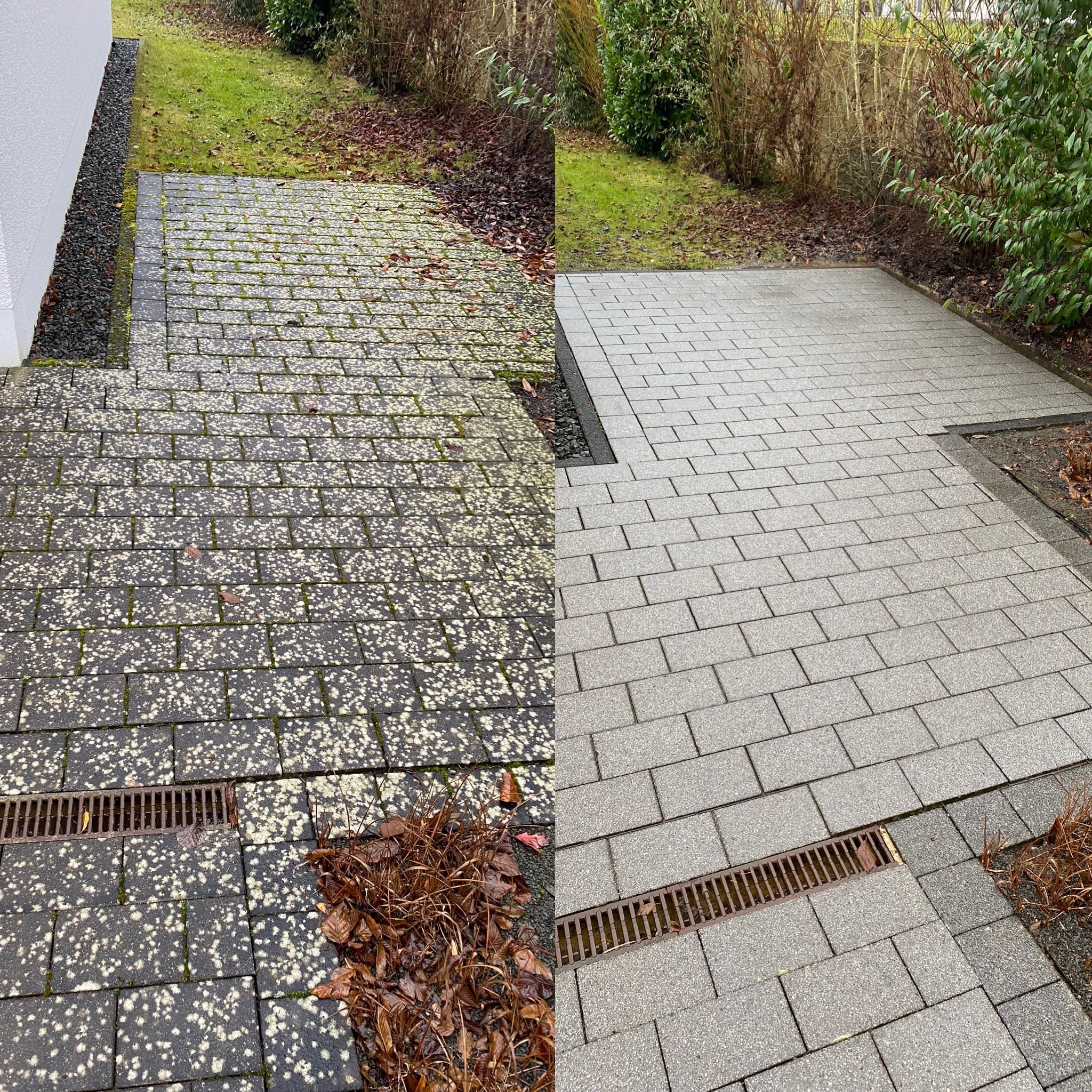Pflasterreinigung – Vorher und Nachher
